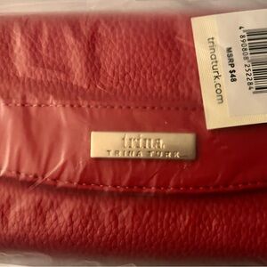 Trina Turk Red Pebbled Leather Clutch
